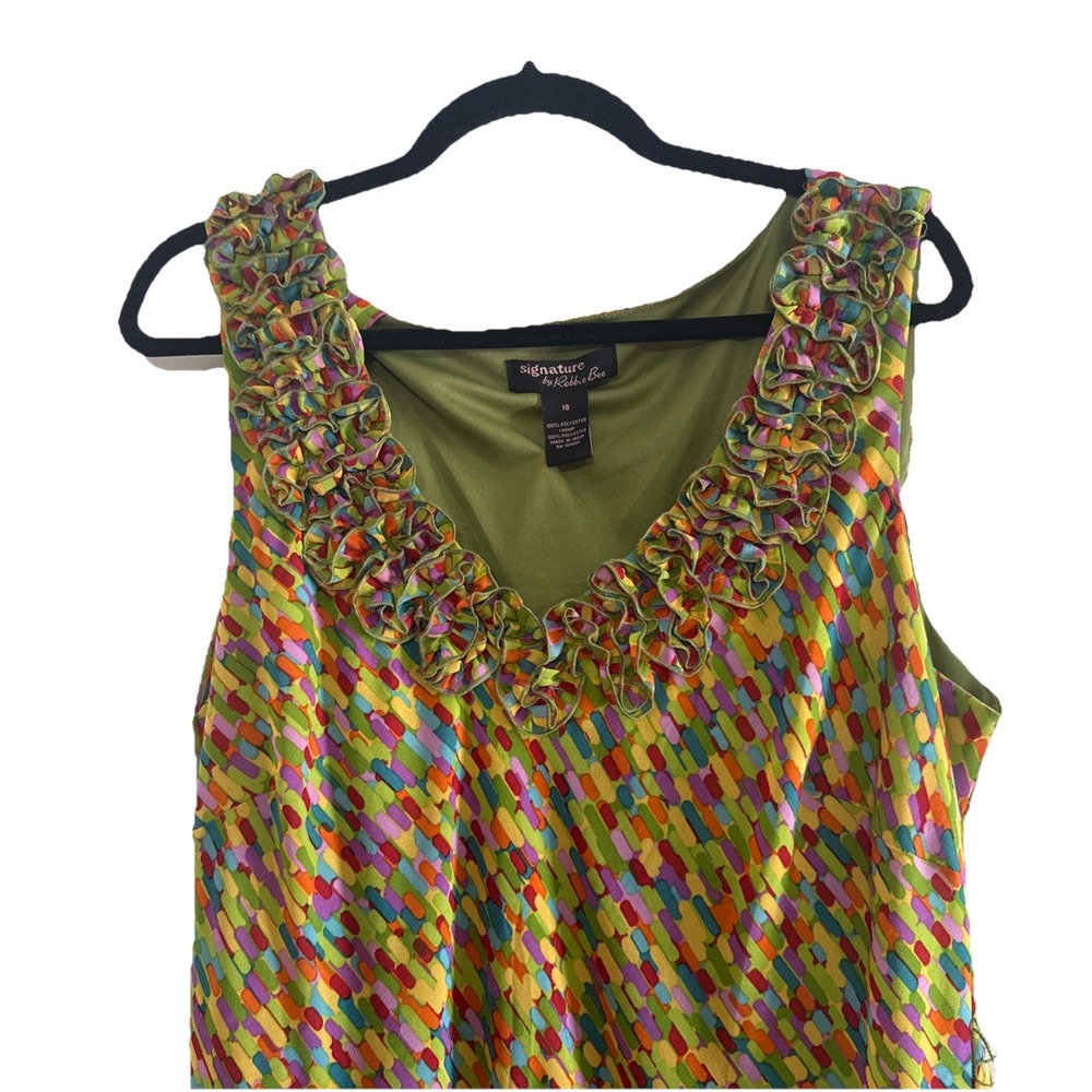 Signature by Robbie Bee Sleeveless Midi Dress 18 Multi Color Ruffle Excellent - Picture 5 of 16